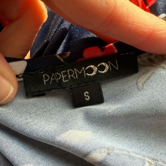 Papermoon Women's S Boho Beach Strappy Floral Criss Cross Stretch Tank Top - Picture 4 of 7